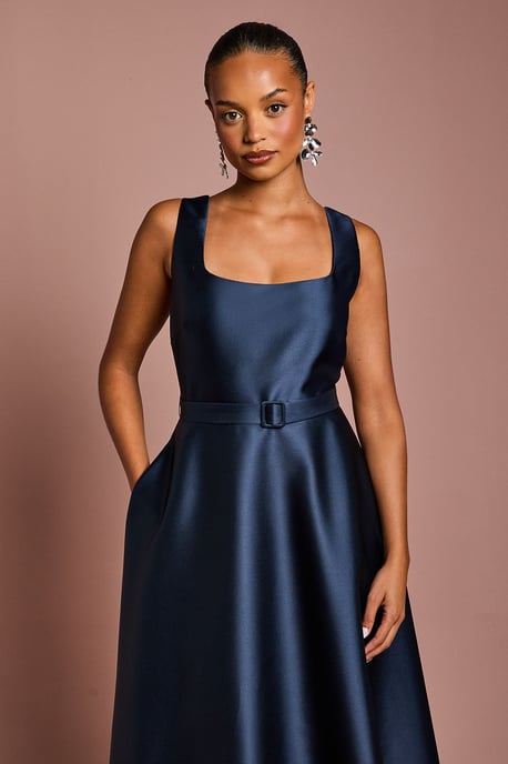 Petite Belted Twill Midi Dress - Image 2