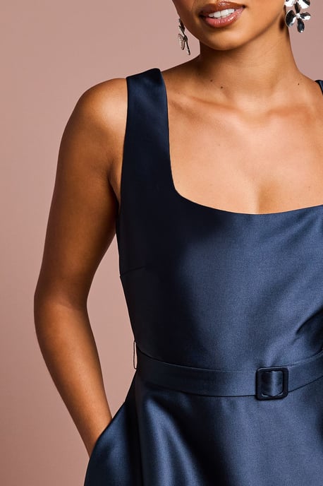 Petite Belted Twill Midi Dress - Image 5