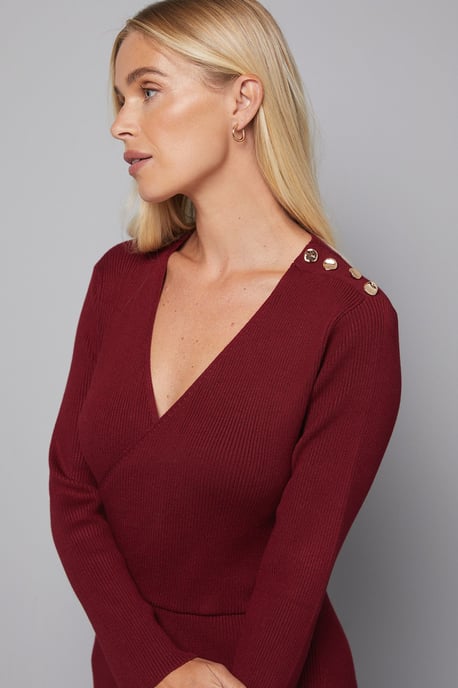 Petite Asymmetric Rib Knitted Dress - Image 4