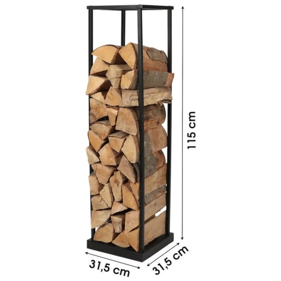 WDMT Metalen brandhoutrek 31,5 x 31,5 x 115 cm mat zwart - Image 3