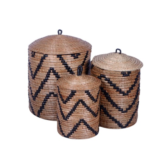 Furnilux handgevlochten opbergmanden set van 3 – natuurlijke wasmanden met - Image 3