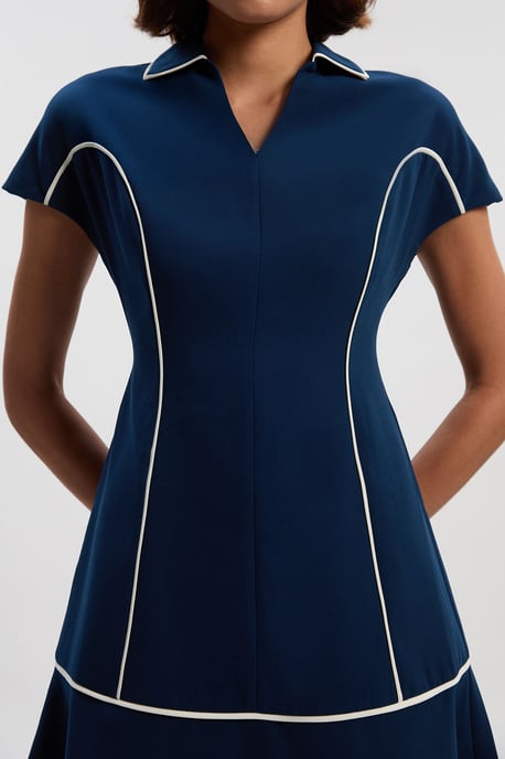 Tall Tailored Crepe Tipped Tailored Mini Shirt Dress - Image 3