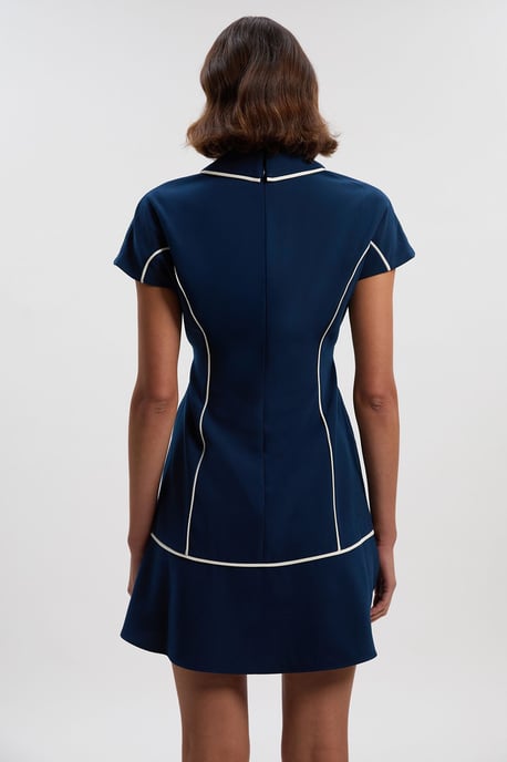 Tall Tailored Crepe Tipped Tailored Mini Shirt Dress - Image 4