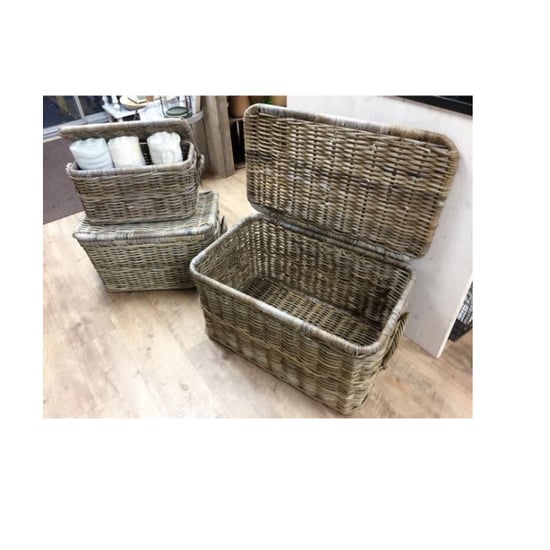 Van der Leeden Opbergmand rotan met deksel m grijs - Image 3