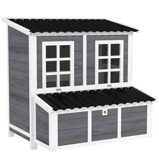 4goodz Kippen legnest voor 4-6 kippen waterdicht dak 100x86x100cm grijs - Image 1