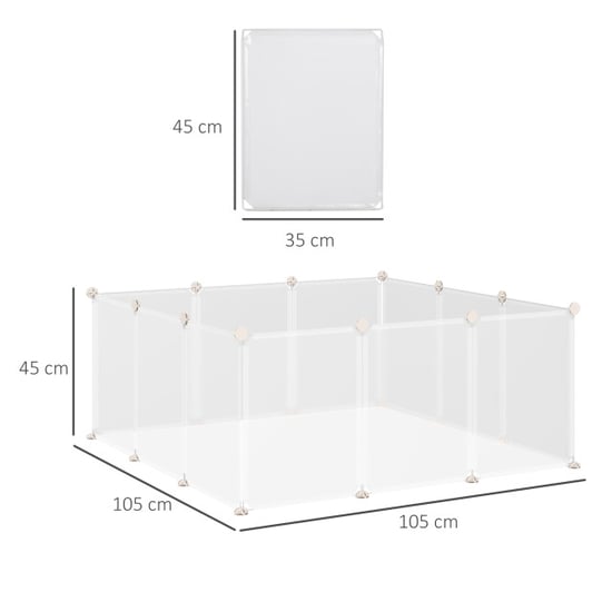4goodz Pawhut dierenren kunststof 105x105x45 cm 12 panelen - Image 2