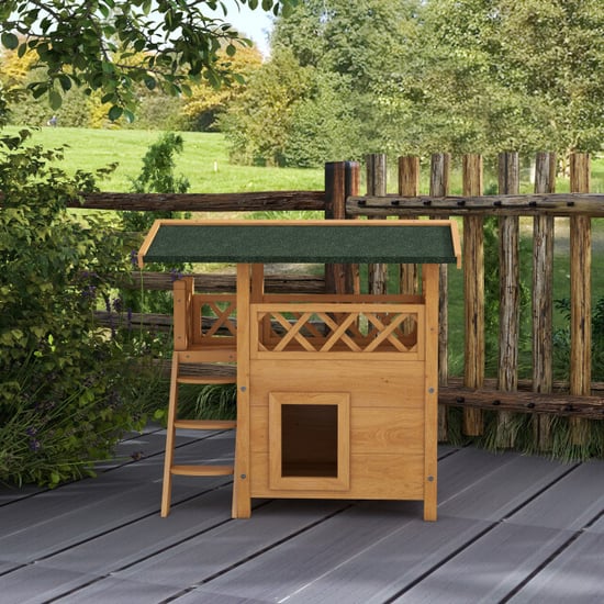 4goodz Kattenhuis 2 laags 77x50x73cm bruin - Image 3
