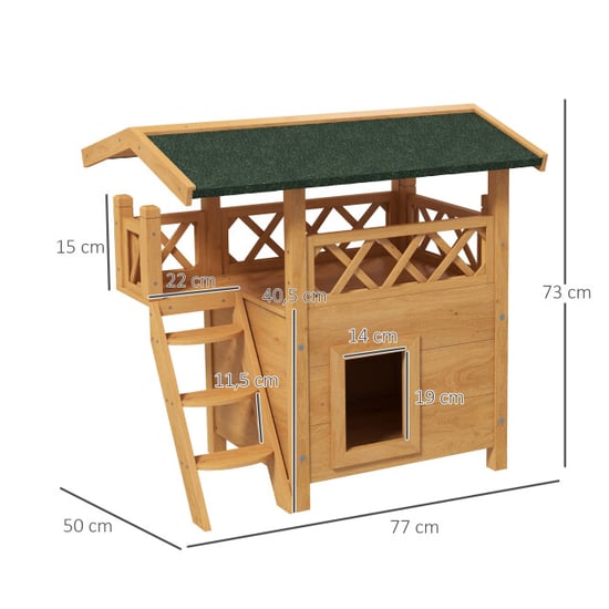 4goodz Kattenhuis 2 laags 77x50x73cm bruin - Image 4