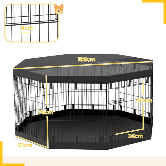 4goodz Pawhut puppyren, 76 cm hoog/ong. 2,5 m², 8 panelen, bodemzeil, - Image 3