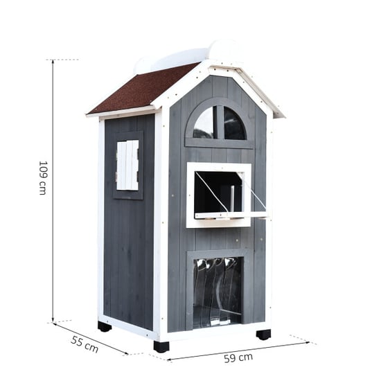 4goodz Kattenvilla 2 verdiepingen 59x55x109 cm - - Image 2