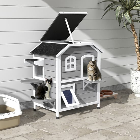 4goodz Pawhut houten kattenhuis 78x55x91 cm waterdicht - Image 5