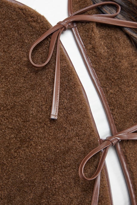 Faux Fur Gilet With Pu Binding - Image 5