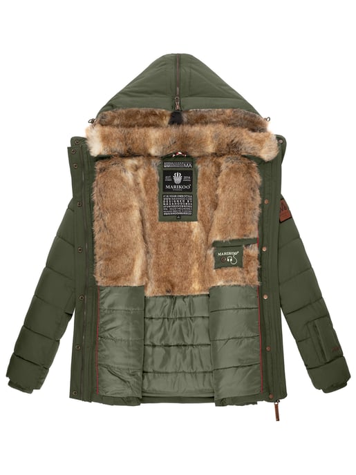 Marikoo women’s winter jacket Nekoo with faux fur hood & teddy lining - Image 4