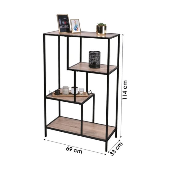 WDMT Smalle bibliotheekkast met 4 houten planken - Image 4