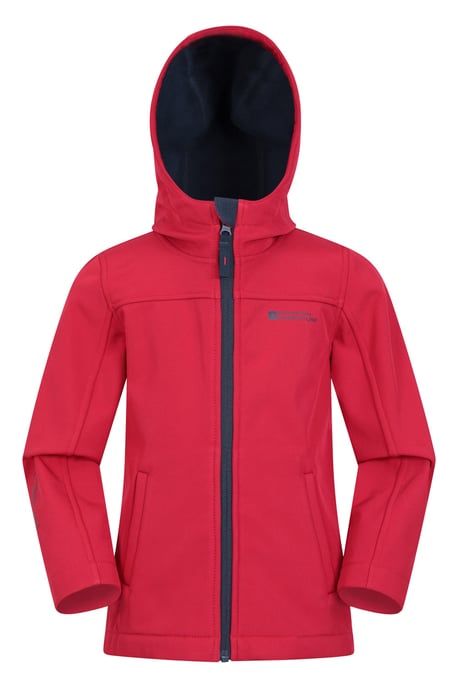 'Exodus' Kids Black Softshell Jacket with Two Side Pockets Fleece Lined Water Resistant Outdoors Coat Red - Image 2