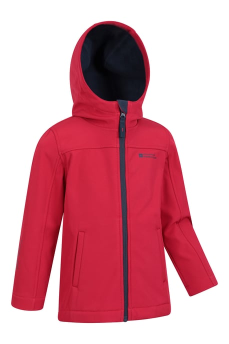 'Exodus' Kids Black Softshell Jacket with Two Side Pockets Fleece Lined Water Resistant Outdoors Coat Red - Image 3