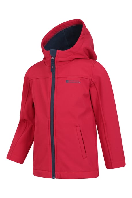 'Exodus' Kids Black Softshell Jacket with Two Side Pockets Fleece Lined Water Resistant Outdoors Coat Red - Image 5