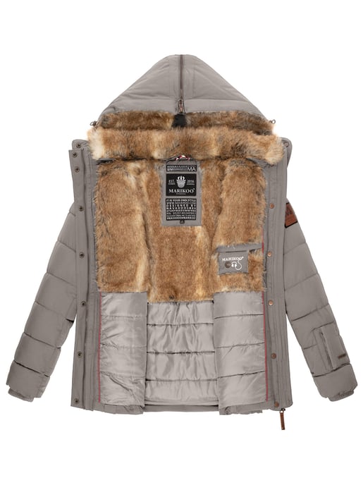 Marikoo women’s winter jacket Nekoo with faux fur hood & teddy lining - Image 5