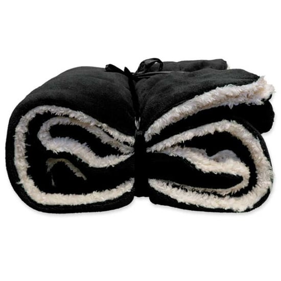 Unique Living | lars coral fleece/suede plaid 150x200cm black - Image 1