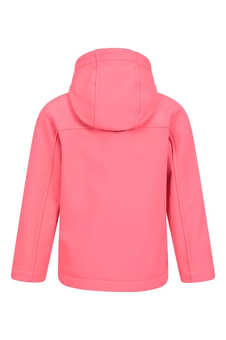 'Exodus' Kids Black Softshell Jacket with Two Side Pockets Fleece Lined Water Resistant Outdoors Coat Pink - Image 3