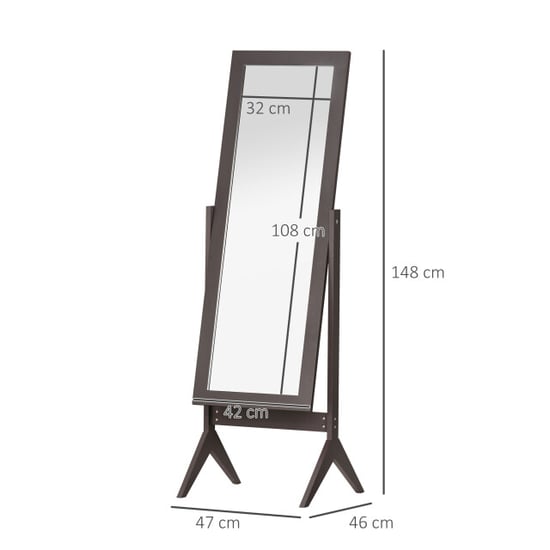 4goodz Passpiegel 148 cm vrijstaand, hellingshoek aanpasbaar donker - Image 5
