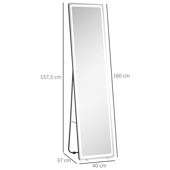 4goodz 2-in-1 staande passpiegel met led-licht, vrijstaand, aluminium, - Image 4
