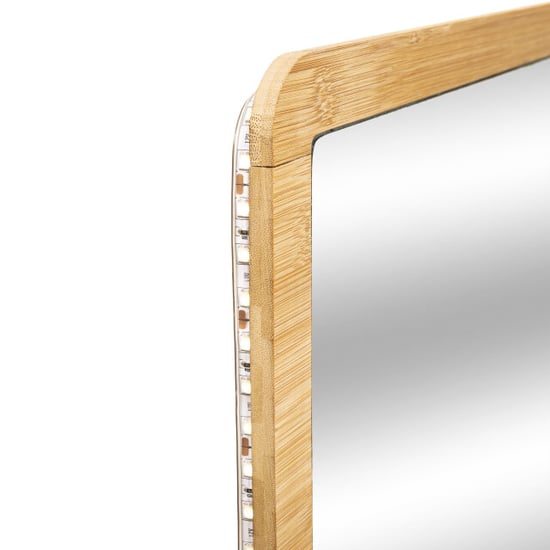 4goodz Bamboe spiegel rechthoekig met led verlichting 47x66 cm - - Image 4