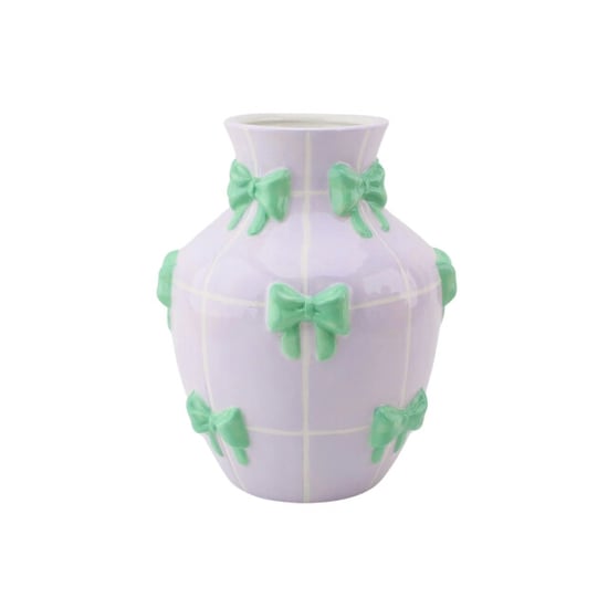 House Vitamin Vase flower vase ribbons dolomite lilac/mint 14x14x19cm - Image 1