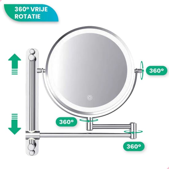 Mirlux Make-up spiegel oplaadbaar chroom 1-7x vergroting - Image 5