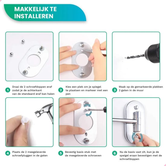Mirlux Make-up spiegel oplaadbaar chroom 1-7x vergroting - Image 6