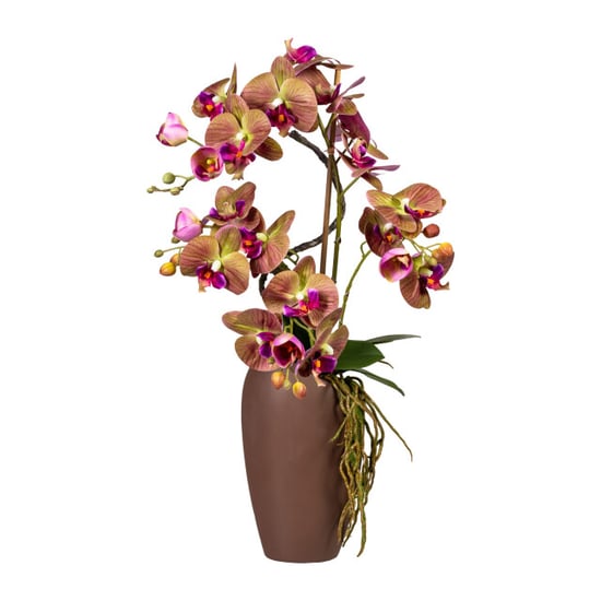 Kopu ® kunstbloem orchidee 70 cm in bruine vaas phalenopsis - Image 1
