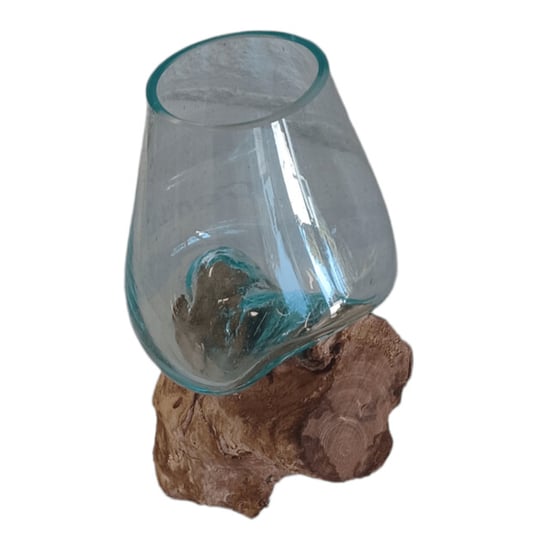 Furnilux Gesmolten op teakhout,vaas op hout - Image 1