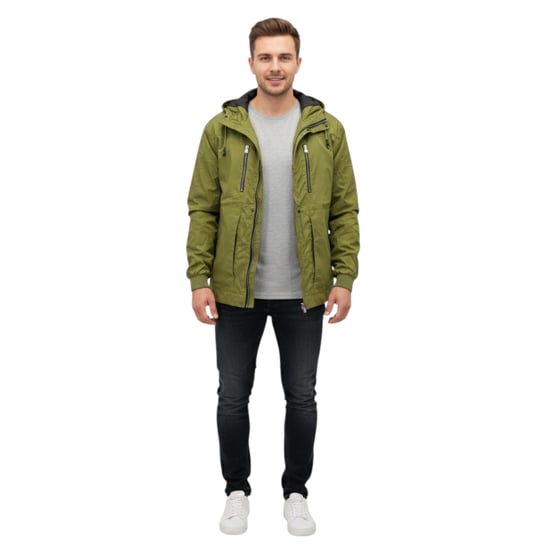 Toplook Mens Showerproof Jacket Relax Fit Lightweight Hooded Windbreaker Coat - Image 3