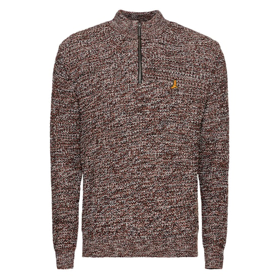BRAVE SOUL Mens Cable Knitted Jumper Funnel Neck Warm Pullover Half Zip Sweater - Image 1