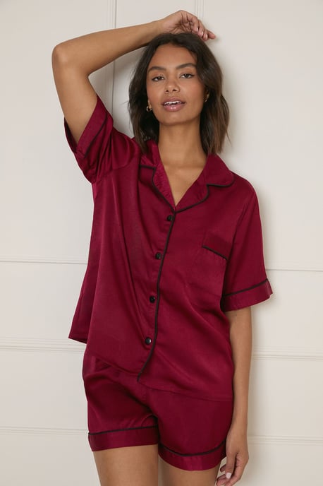 Plain Satin Short Sleeve Nightwear set - Image 1