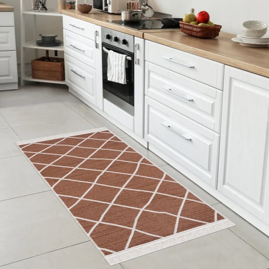 Muratap Boho kelim dubbelzijdig wasbaar vloerkleed koper creme- 80x150 cm - Image 4