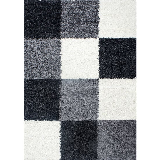 Muratap Basic shaggy geblokt vloerkleed zwart / wit hoogpolig- 160x230 cm - Image 4