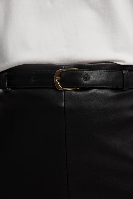 Faux Leather Tailored Midi Pencil Skirt - Image 3