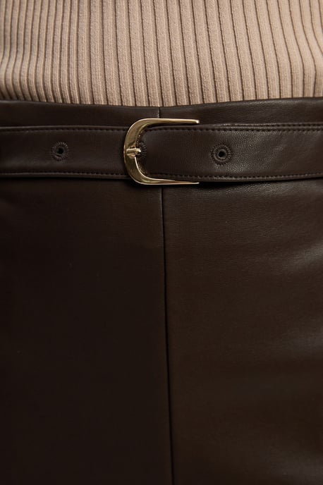 Faux Leather Tailored Midi Pencil Skirt - Image 3