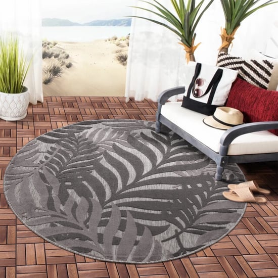 Muratap Binnen en buiten rond vloerkleed floral outdoor laagpolig tapijt 120 cm rond - Image 4