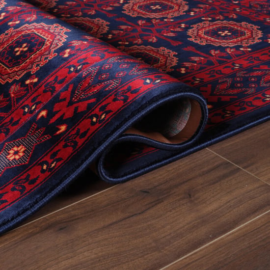 Muratap Keshan oosters vloerkleed laagpolig klassiek vintage tapijt / navy- 80x400 cm - Image 3