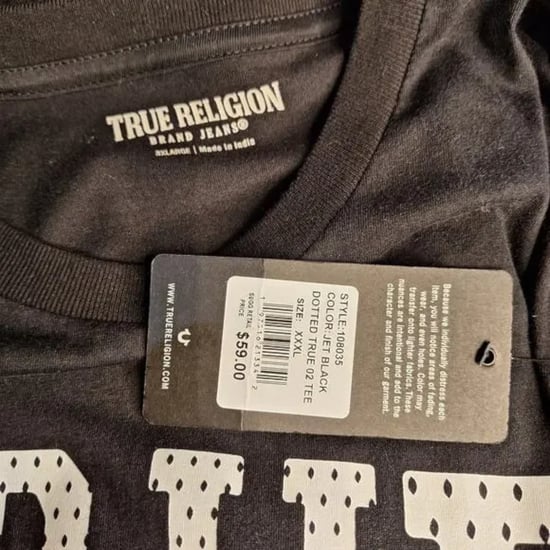True Religion 108035 Mens Dotted Print T Shirts Crew Neck Half Sleeve Cotton Tee - Image 3