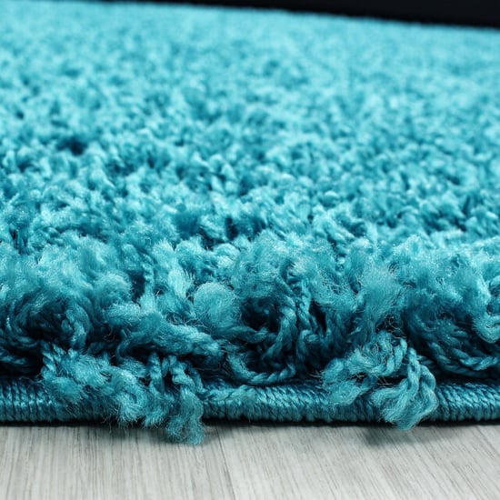 Muratap Basic rond shaggy vloerkleed turquoise hoogpolig- 80 cm rond - Image 2