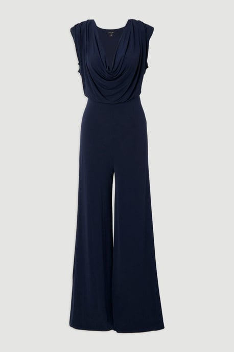 Jersey Crepe Cowl Neck Wide Leg Jumpsuit - Image 4