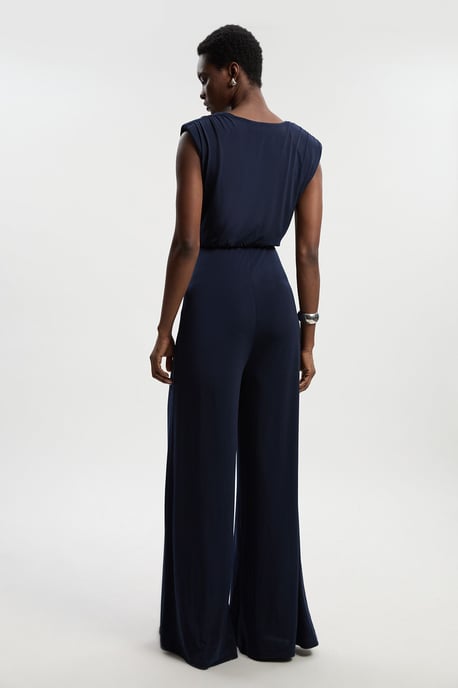 Jersey Crepe Cowl Neck Wide Leg Jumpsuit - Image 5