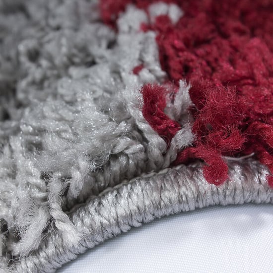 Muratap Basic shaggy geblokt vloerkleed rood / grijs hoogpolig- 60x110 cm - Image 3