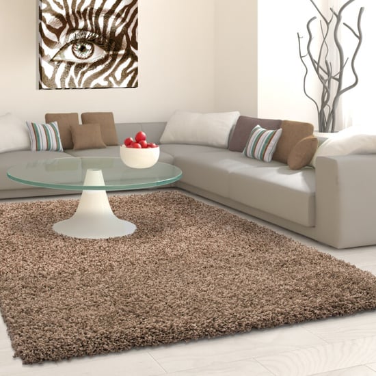 Muratap Basic shaggy vloerkleed caramel hoogpolig- 240x340 cm - Image 1