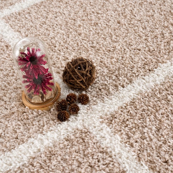 Muratap Madrid shaggy geruit vloerkleed creme hoogpolig- 120x170 cm - Image 2