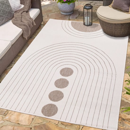 Muratap Duo binnen en buiten vloerkleed dubbelzijdig outdoor laagpolig tapijt creme 120x170 cm - Image 2