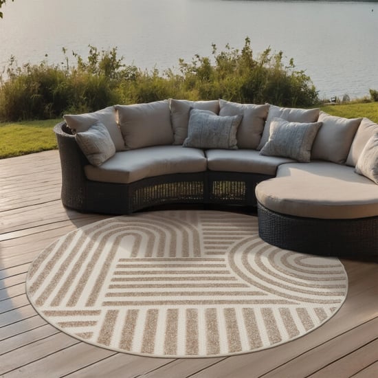 Muratap Berlin outdoor japandi rond - vloerkleed binnen en buiten laagpolig tapijt tuin- 120 cm rond - Image 3